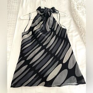 Express Black and Gray Patterned Halter Blouse